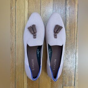 Rothy's Women's Blush Pink and Brown Tassel Almond Toe Loafers